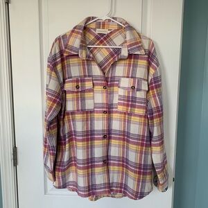 Springtime Plaid Button-Up Flannel Shirt